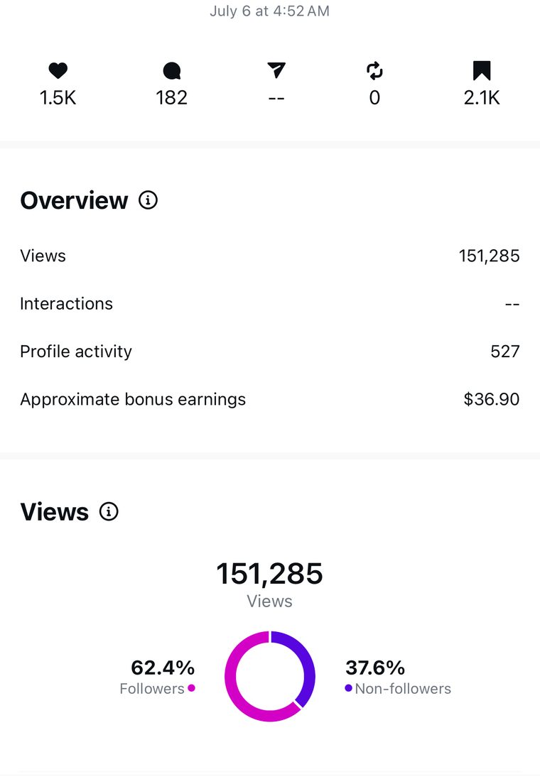 Client Instagram post insights — 100k+ views