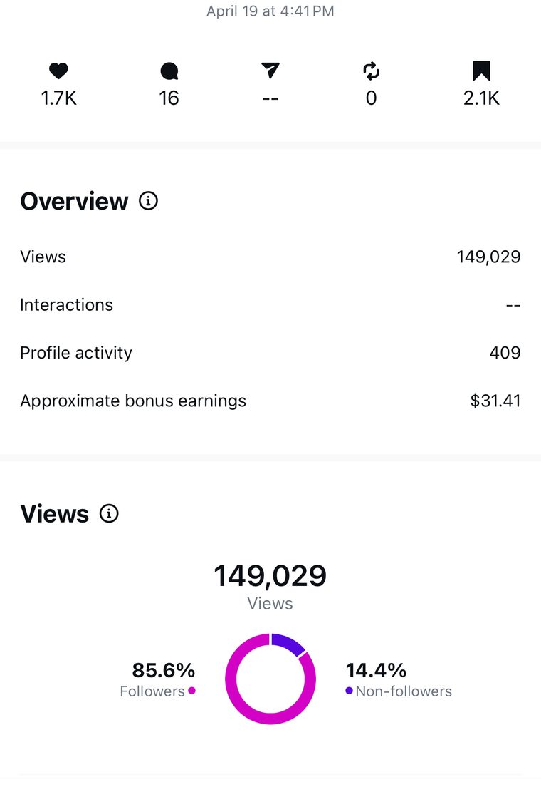 Client Instagram post insights — 100k+ views