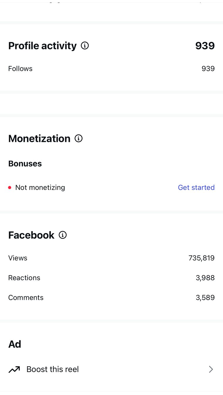 Client Instagram reel insights — 100k+ views